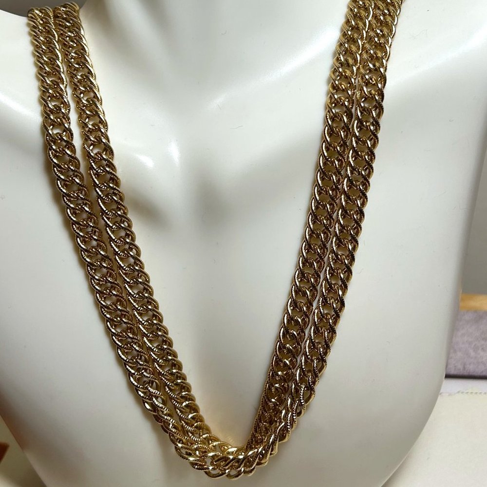 Vintage Estate Super Long Opera Length Gold Chain Necklace Signed Monet
